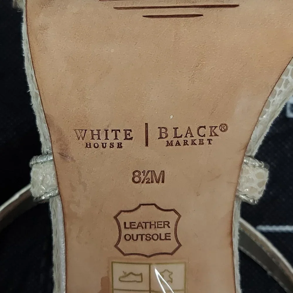 WHITE HOUSE BLACK MARKET TEXTURED LEATHER HIGH HEEL SANDALS (8.5)